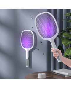 Electric Fly Swatter Rechargeable 3000V 2-in-1 Racket Purple Light Extinguisher Dual Mode Indoor 1 Pack