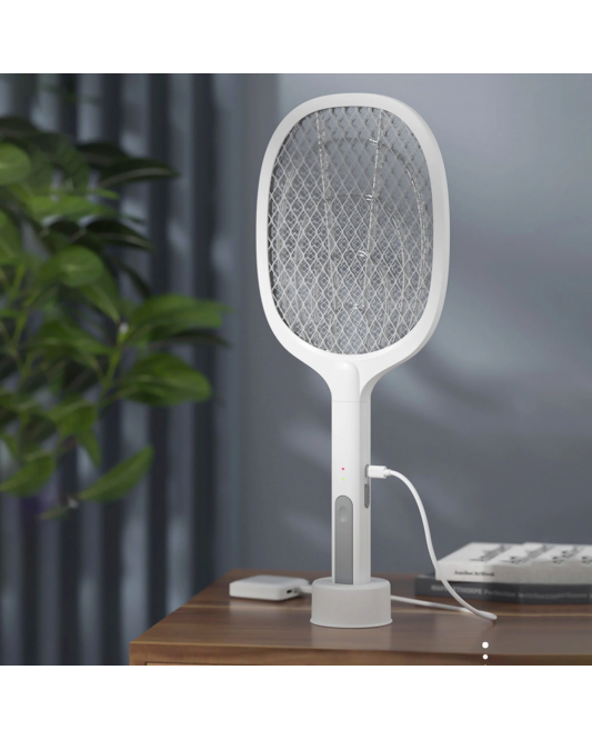 Electric Fly Swatter Rechargeable 3000V 2-in-1 Racket Purple Light Extinguisher Dual Mode Indoor 1 Pack Electric Fly Swatter Rechargeable 3000V 2-in-1 Racket Purple Light Extinguisher Dual Mode Indoor 1 Pack