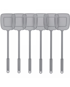 Handle Plastic Fly Swatter, Gray, 6 Pack