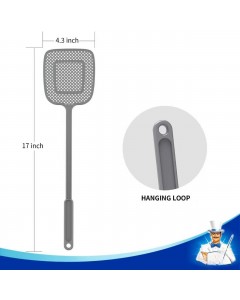 Handle Plastic Fly Swatter, Gray, 6 Pack