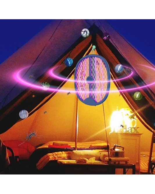 Electric Fly Swatter, Foldable Bug Zapper Racket, Hanging Bug Zapper, Rechargeable Bug Zapper Racket