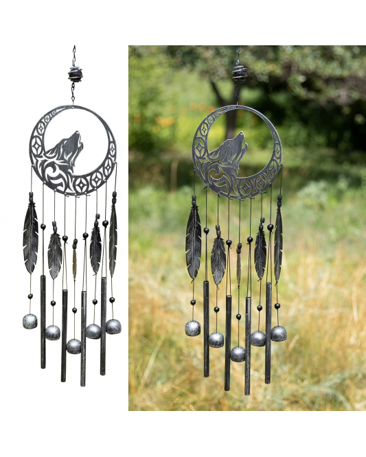 Tribal Wolf Dreamcatcher Outdoor Garden Decor Wind Chime