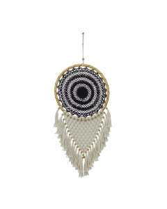 Solid Handmade Intricately Woven Macrame Dreamcatcher Wall Decor with Beaded Fringe Tassels