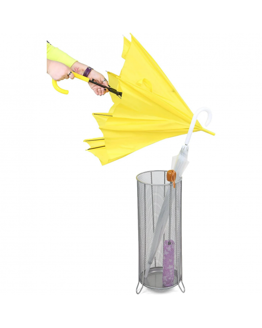 Metal Mesh Umbrella Stand Holder, Silver Metal Mesh Umbrella Stand Holder, Silver