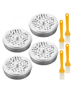 Bdday 4pc Stainless Steel Mosquito Coil Box Portable Mosquito Coil Holders and Heat Mosquito Coil with 4 Brushes