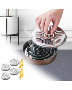 Bdday 4pc Stainless Steel Mosquito Coil Box Portable Mosquito Coil Holders and Heat Mosquito Coil with 4 Brushes