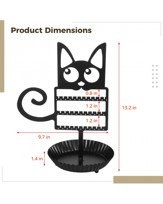 Dog Shaped Earring Holder Organizer, Creative Jewelry Display Stand with Spiral Tail, Black Metal Earring Organizer with Round