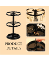 Acrylic Jewelry Organizer Stand | 2 Tier Rotating Jewelry Display Tower | Spinning Necklace Rack with Multiple Grooves 