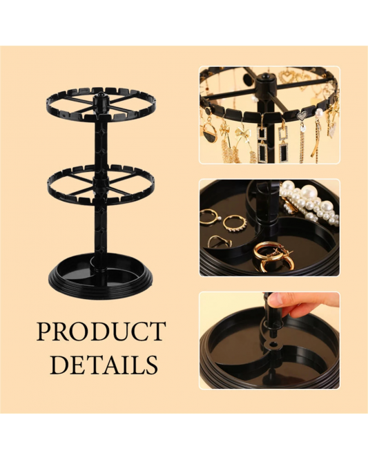 Acrylic Jewelry Organizer Stand | 2 Tier Rotating Jewelry Display Tower | Spinning Necklace Rack with Multiple Grooves Acrylic Jewelry Organizer Stand | 2 Tier Rotating Jewelry Display Tower | Spinning Necklace Rack with Multiple Grooves