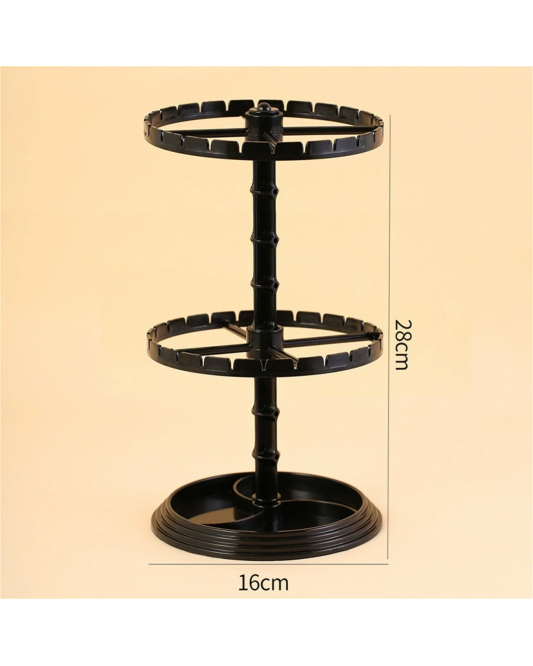Acrylic Jewelry Organizer Stand | 2 Tier Rotating Jewelry Display Tower | Spinning Necklace Rack with Multiple Grooves Acrylic Jewelry Organizer Stand | 2 Tier Rotating Jewelry Display Tower | Spinning Necklace Rack with Multiple Grooves